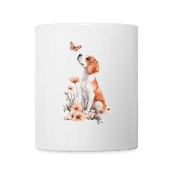 Beagle and butterfly - Mug - white - Front