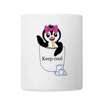 Pinguin in Brusttasche – Keep cool - Tasse - Weiß - Vorne