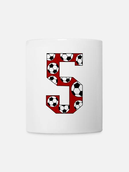 5. Geburtstag Fußball rot - Tasse - Weiß