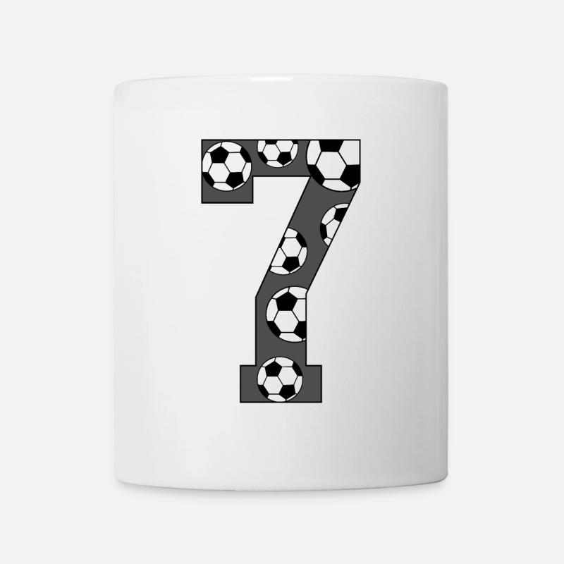 7 Geburtstag Fußball grau - Tasse - Weiß