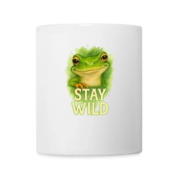Stay Wild – Lustiges Aquarell-Frosch Motiv - Tasse - Weiß - Vorne