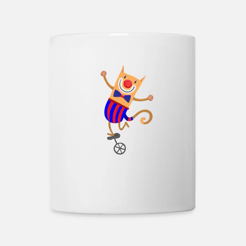 Chat clown sur un monocycle - Mug blanc - blanc