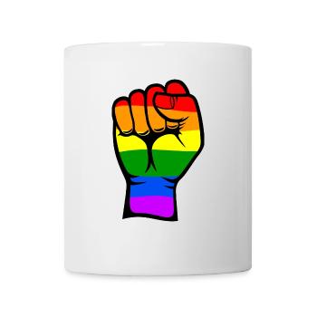 Rainbow Color Flag Hand Fist Symbol - Mug - white - Front
