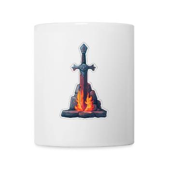 Fantasy RPG Sword with Fire in a Stone - Mug - white - Front