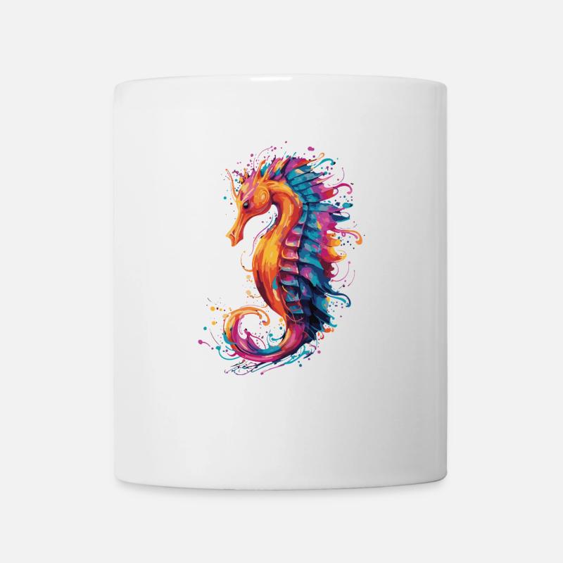 Buntes Seepferdchen - Tasse - Weiß