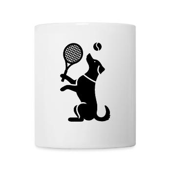 Hund Tennis Silhouette Minimalistisch - Tasse - Weiß - Vorne