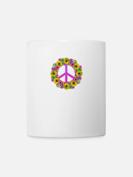 Flower Power Peace Hippie des années 60 - Mug blanc - blanc