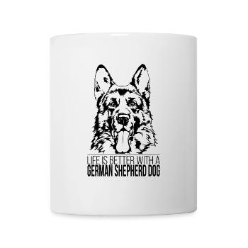 GERMAN SHEPHERD DOG life is better Sort Wilsigns - Mug blanc - blanc - Devant
