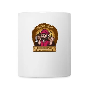 Morningwood Lumber Company Lumberjacks Nous travaillons dur - Mug blanc - blanc - Devant