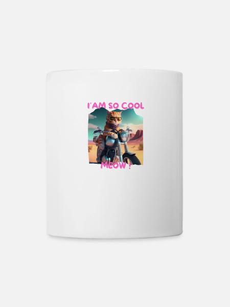 Cool cat on a motorcycle in the desert 1 - Mug - white