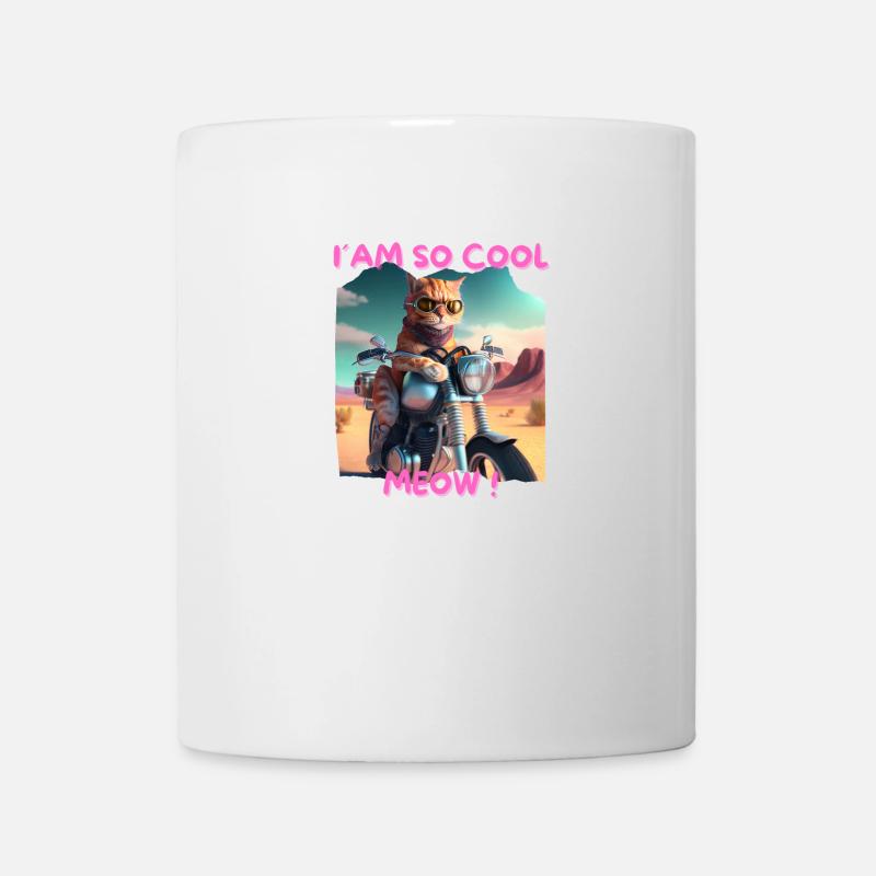 Cool cat on a motorcycle in the desert 1 - Mug - white