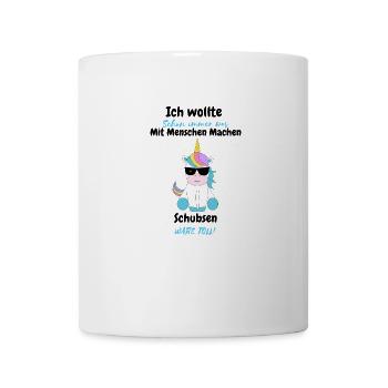 Schubsi-Einhorn, Lustiger Einhorn Spruch Schubsen - Tasse - Weiß - Vorne