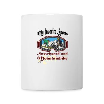 Le VTT et le snowboard sont un excellent sport de montagne - Mug blanc - blanc - Devant