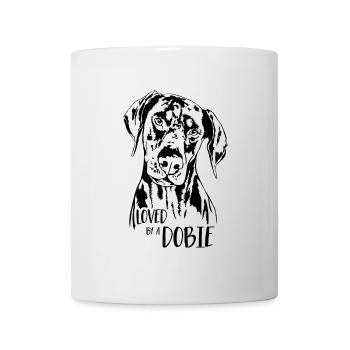Loved by a Dobie dog saying Doberman Wilsigns - Mug - white - Front
