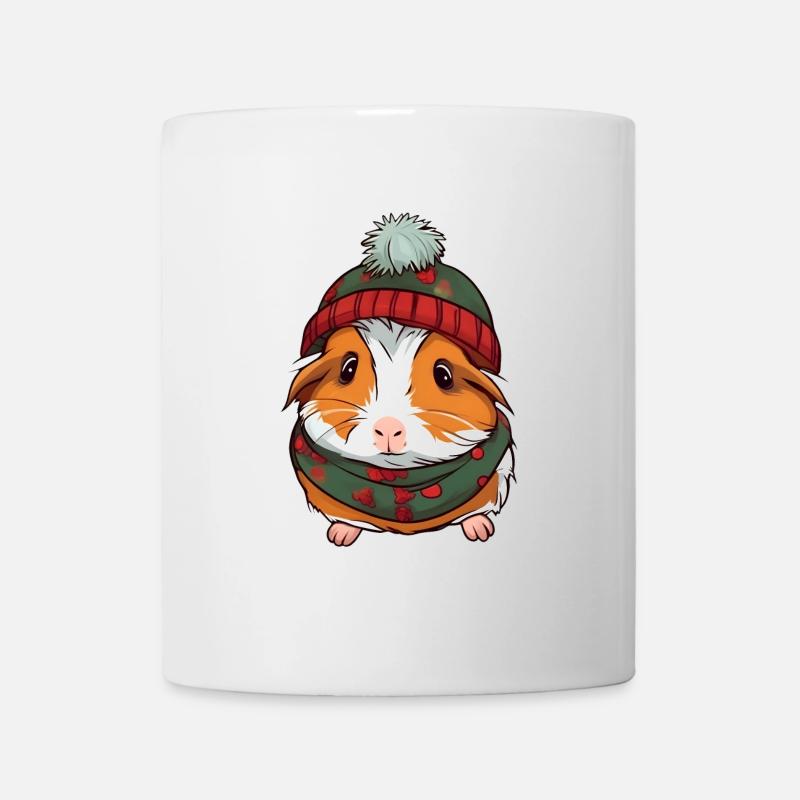 Mignon cochon d’Inde dans un look d’hiver festif ! - Mug blanc - blanc