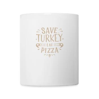 Sauver une dinde manger une pizza - Mug blanc - blanc - Devant