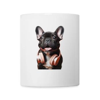 Bouledogue français avec écouteurs - Mug blanc - blanc - Devant