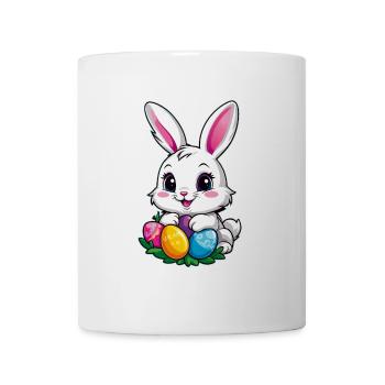 Funny little easter bunny with colorful eggs - Mug - white - Front