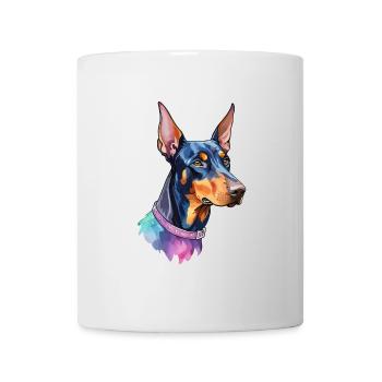 Dobermann Wasserfarben - Tasse - Weiß - Vorne