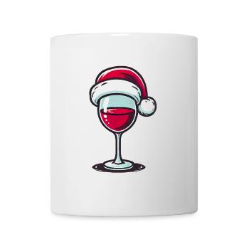 Festive Wine Glass with Santa Hat - Mug - white - Front