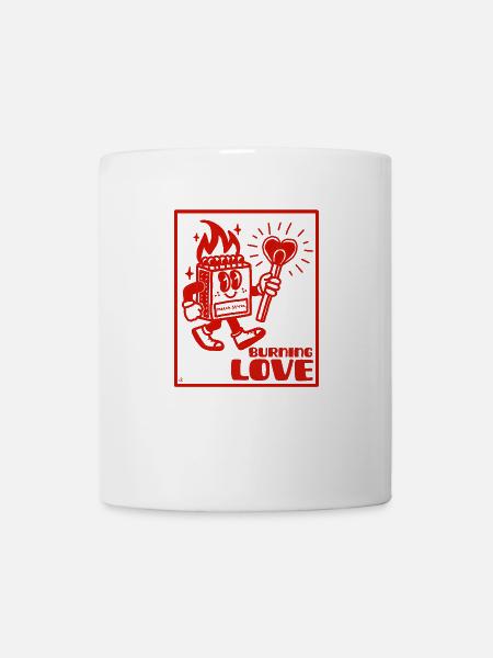 Burning Love - Romantisches Retro Design - Tasse - Weiß
