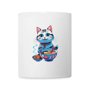 Kawaii Ramen Cat - Cute Japanese Food Art - Mug - white - Front
