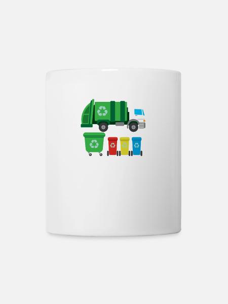 Camion à ordures pour l'élimination des déchets Recyclage I Idée cadeau - Mug blanc - blanc