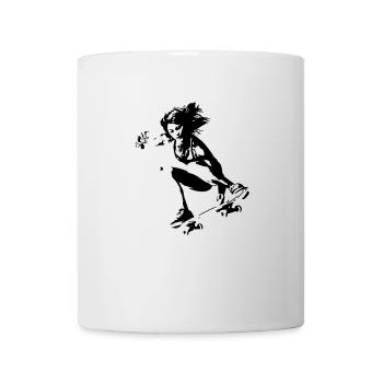Fille de patineur à roulettes Longboard - Mug blanc - blanc - Devant