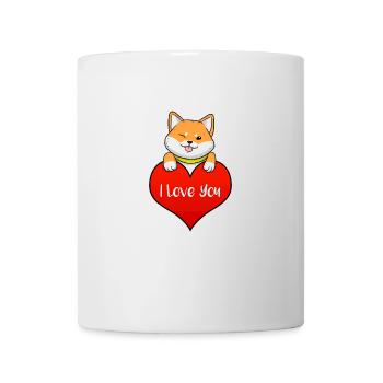 Shiba Inu Uni Hund Herz Liebe Zunge I Geschenk - Tasse - Weiß - Vorne