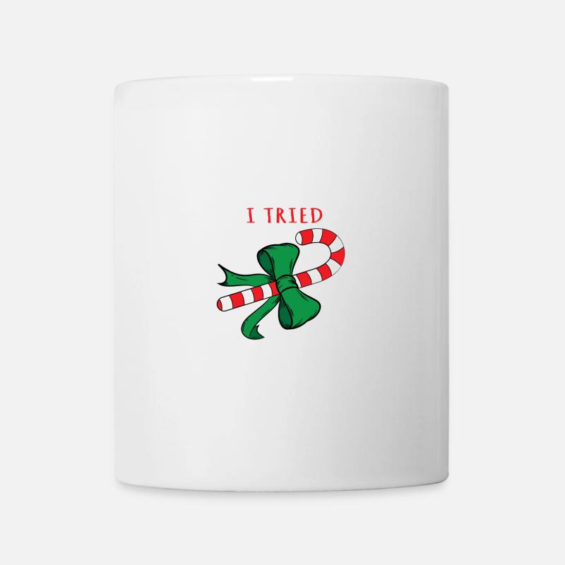 Christmas Candy Cane Gift Design - I Tried Checkli - Tasse - Weiß