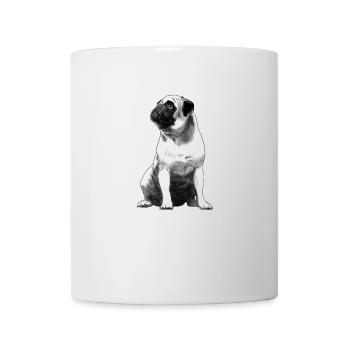 Sitzender Mops Hund - Tasse - Weiß - Vorne