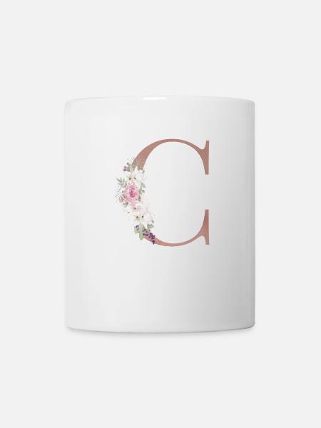 Monogramme C Floral personnalisable - Mug blanc - blanc