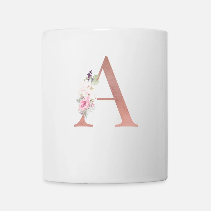 Personalisierbar Monogramm A Floral - Tasse - Weiß