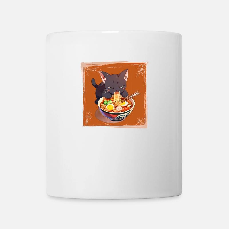 Katze isst Ramen - Tasse - Weiß