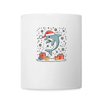 Dolphin with Santa Hat Snowflakes - Mug - white - Front