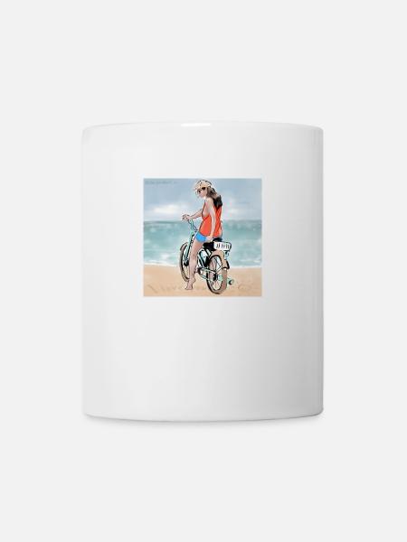 Frau auf dem Moped - Tasse - Weiß