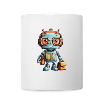 Petit robot avec cartable premier jour d’école - Mug blanc - blanc - Devant