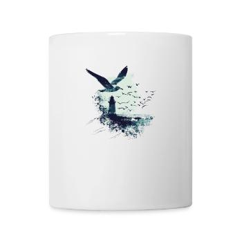 seagull seabird lighthouse - Mug - white - Front