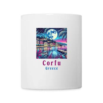 Korfu Griechenland Mondschein Design - Tasse - Weiß - Vorne