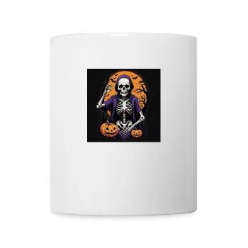 Skelett Kürbis Halloween Friedhof Mond Kostüm - Tasse - Weiß - Vorne