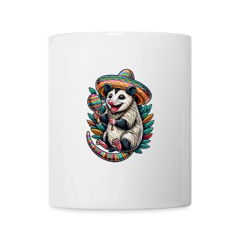 Funny opossum with sombrero and maracas - Mug - white - Front