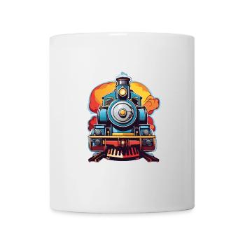Farbenfrohe bunte Lokomotive von vorne - Tasse - Weiß - Vorne