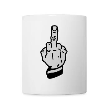fuck you finger mittelfinger - Tasse - Weiß - Vorne