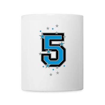 Numéro cinq décoré d’étoiles - Mug blanc - blanc - Devant