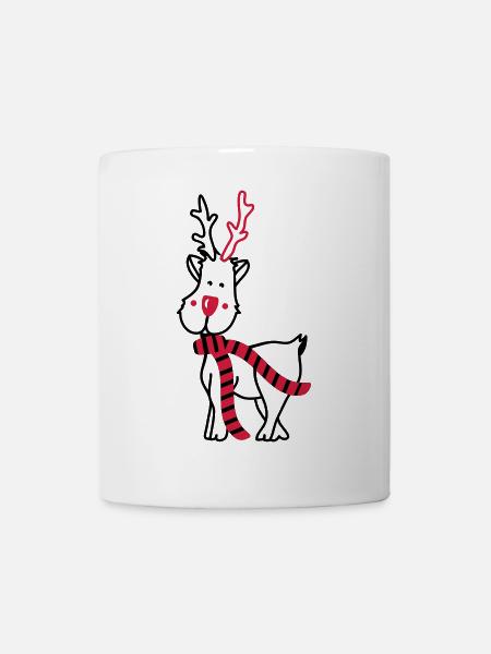Rentier mit Schal - Tasse - Weiß