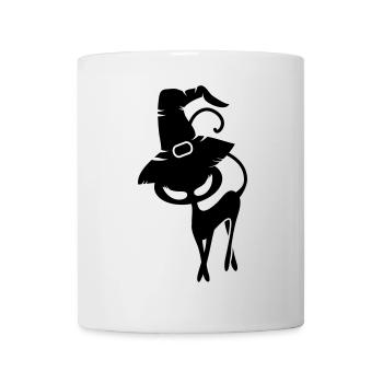schwarze Katze mit Hexenhut - Tasse - Weiß - Vorne