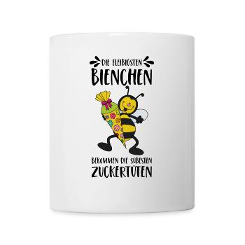 Biene fleißig Schule Zuckertüte süß Schulkind - Tasse - Weiß - Vorne