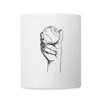 Hand mit Baseball - Tasse - Weiß - Vorne