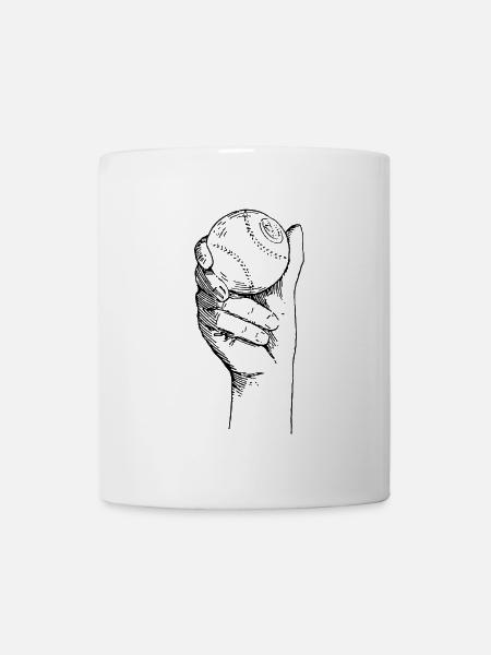 Hand mit Baseball - Tasse - Weiß