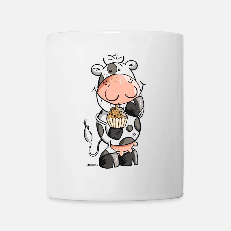 Kuh mit Muffin - Tasse - Weiß